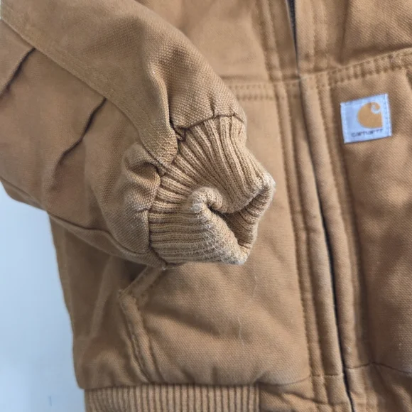 Carhartt Jacket Infant 12M Brown Hooded Insulated Canvas Workwear Boys Full Zip - Picture 5 of 9